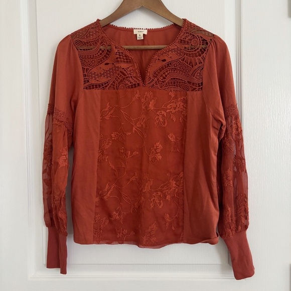 Anthropologie Tiny Blouse Noah Lace Embroidered Cedar - Picture 10 of 10